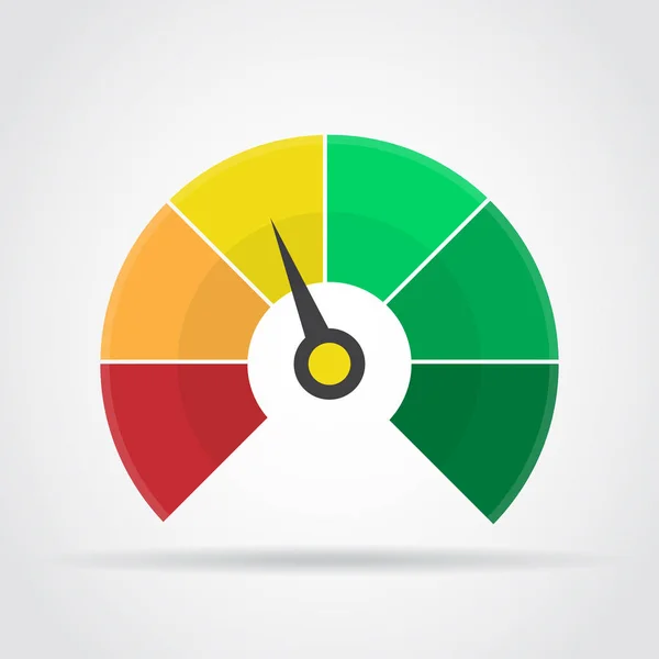 Icono del velocímetro. Elemento colorido de indicador infográfico con sombra — Vector de stock