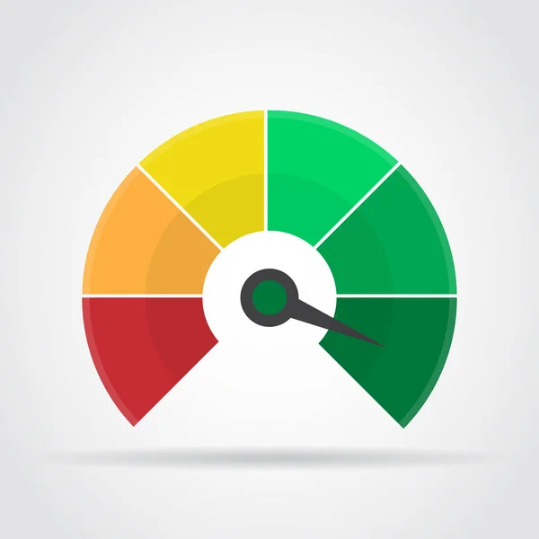 Ícone do velocímetro. Elemento de calibre infográfico colorido com sombra — Vetor de Stock