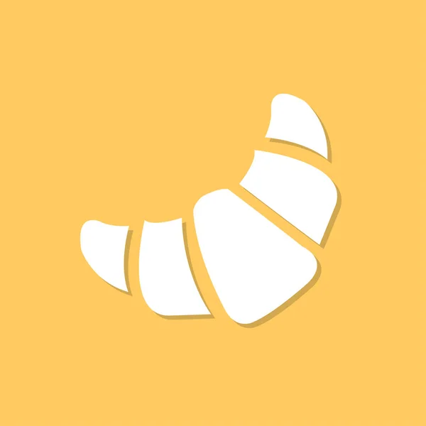 Croissant icono con sombra en un diseño plano sobre un fondo naranja — Archivo Imágenes Vectoriales
