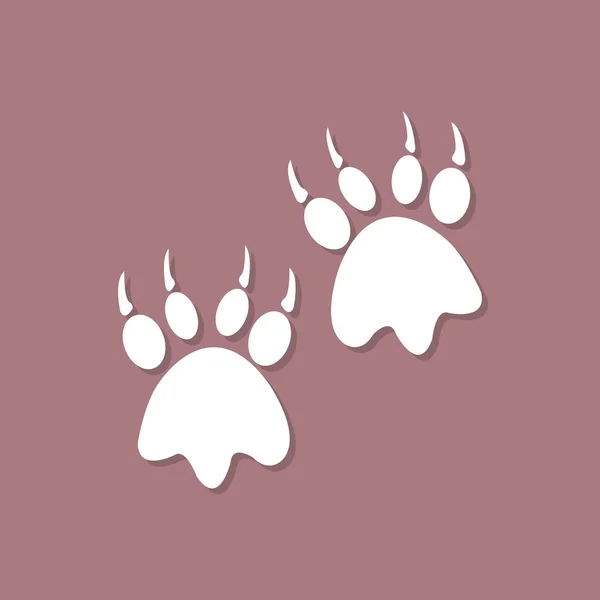 Icône d'empreinte de patte d'animal avec ombre dans un design plat — Image vectorielle