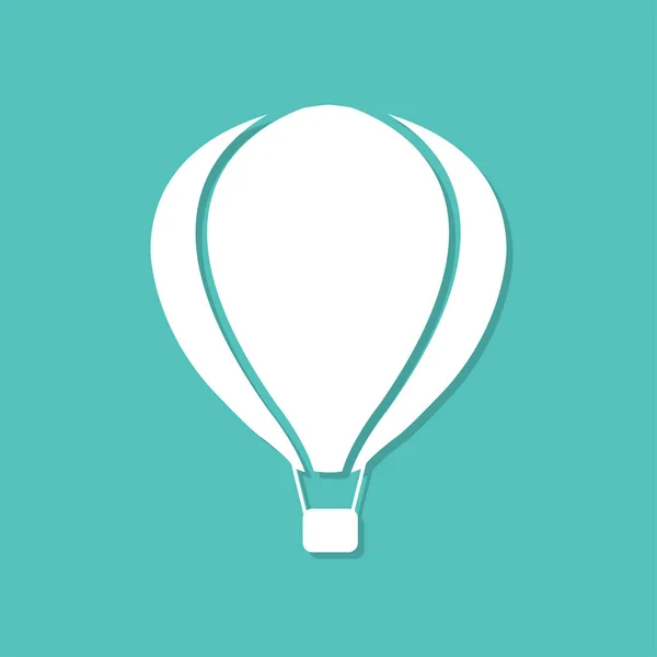 Icône ballon à air chaud avec ombre dans un design plat sur un fond bleu — Image vectorielle