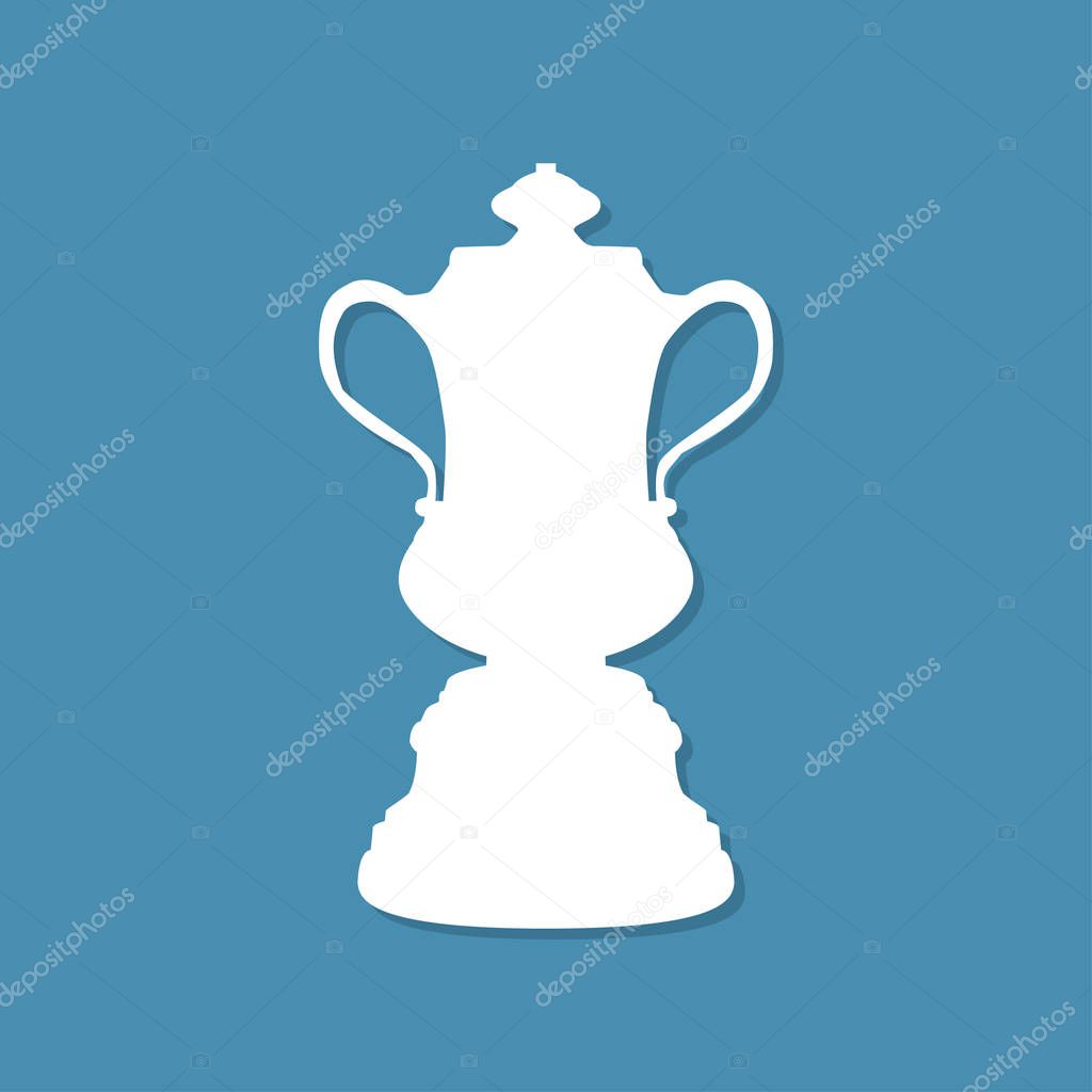 Trophy cup icon with shadow in a flat design. Vector illustration