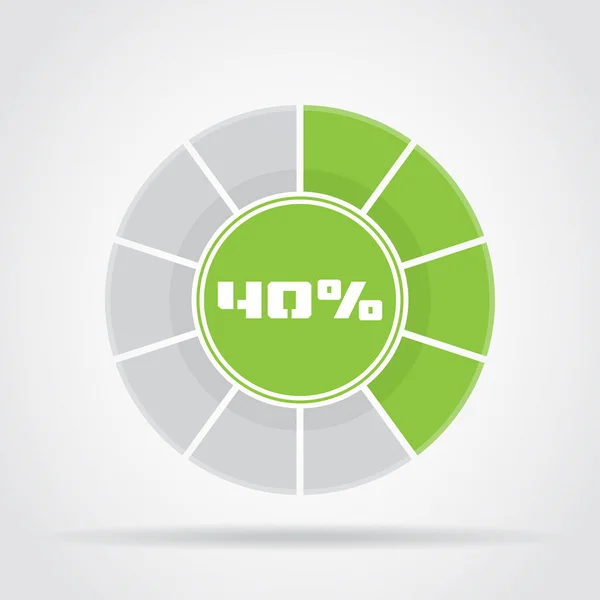 Gráfico circular verde diagrama porcentual con sombra — Vector de stock