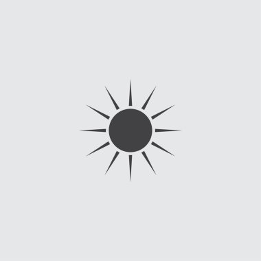 Güneş simgesi siyah renkli düz bir tasarım. Vektör çizim eps10