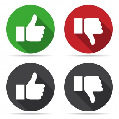 Thumbs up ve kutsal kişilerin resmi gölge düz bir tasarım ile aşağı başparmak