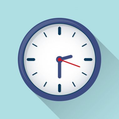 Düz stil saat simgesi, renk arkaplan zamanlayıcısı. Vektör tasarım ögesi