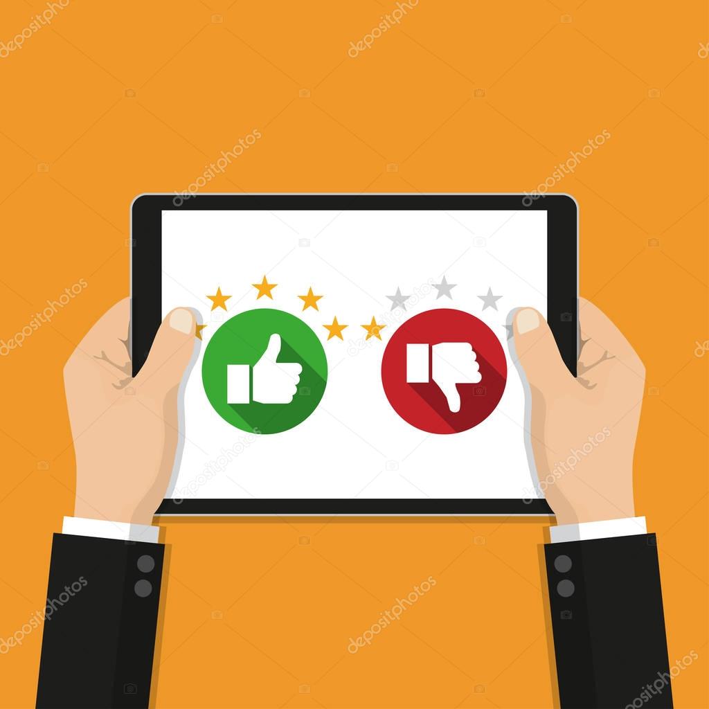 Rating on customer service illustration. Website rating feedback and review concept
