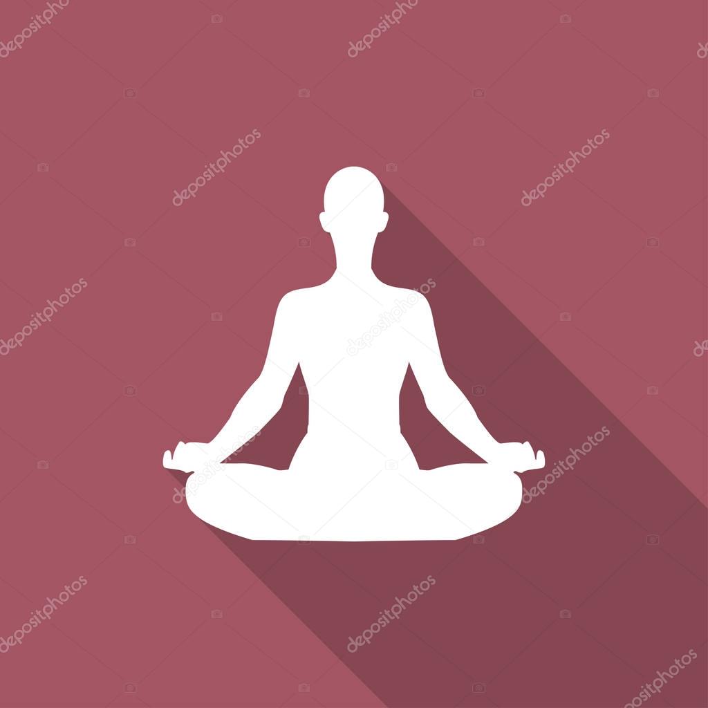 Meditation or meditate icon with shadow in a flat design