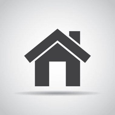 Ev simgesini gri bir arka plan üzerine gölge ile. Vektör çizim