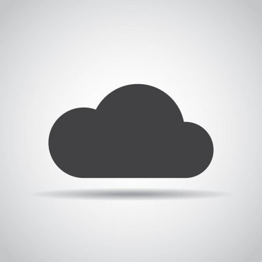 Bulut simgesi gri bir arka plan üzerine gölge ile. Vektör çizim