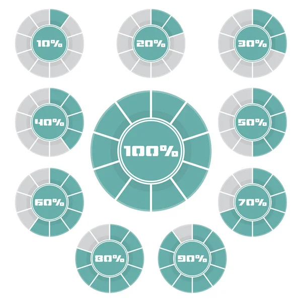 A kék kördiagram százalékos diagram árnyék beállítása — Stock Vector