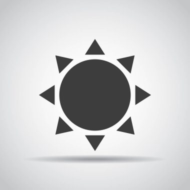Gri bir arka plan üzerine gölge güneş simgesi. Vektör çizim