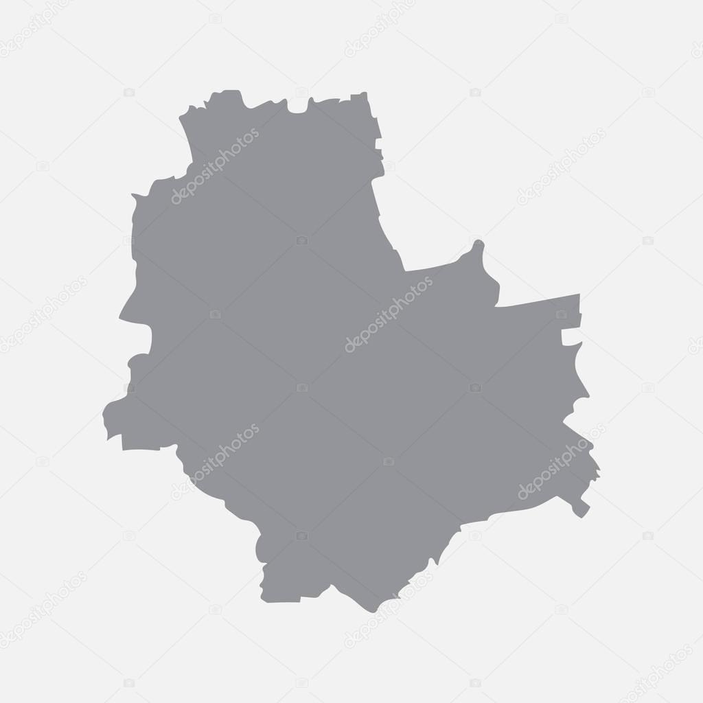 Warsaw city map in gray on a white background