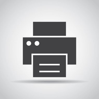 Yazıcı simgesi gri bir arka plan üzerine gölge ile. Vektör çizim
