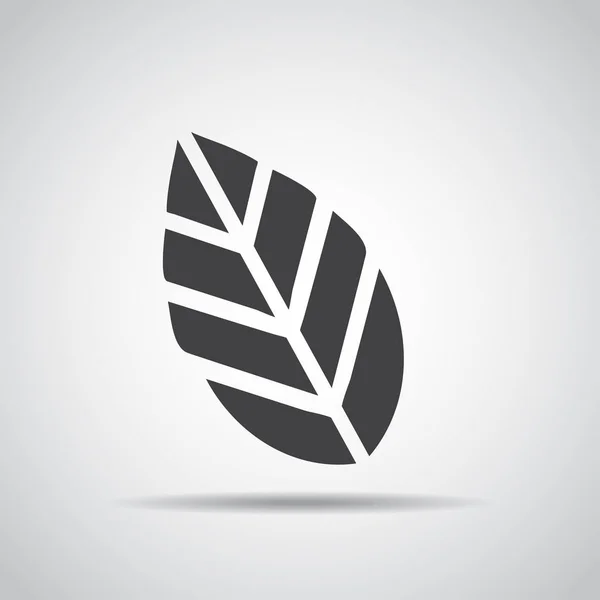 Icono de hoja con sombra sobre fondo gris. Ilustración vectorial — Vector de stock