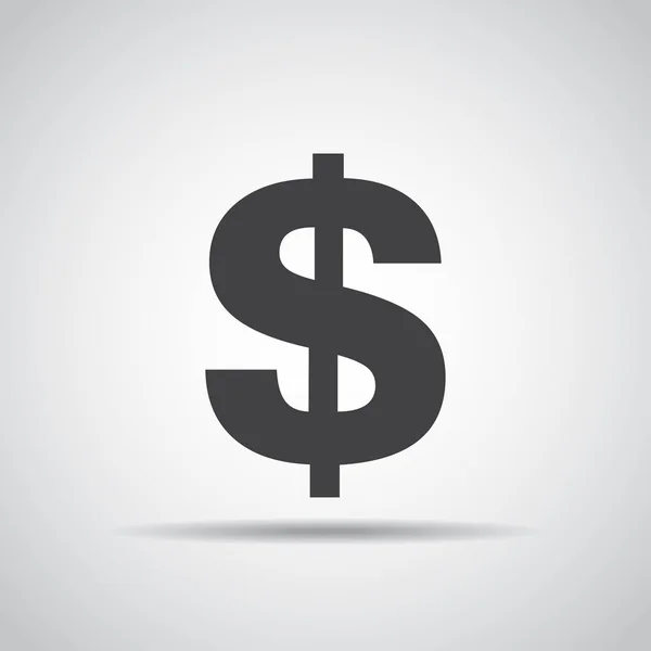 Ícone de dólar com sombra em um fundo cinza. Ilustração vetorial — Vetor de Stock