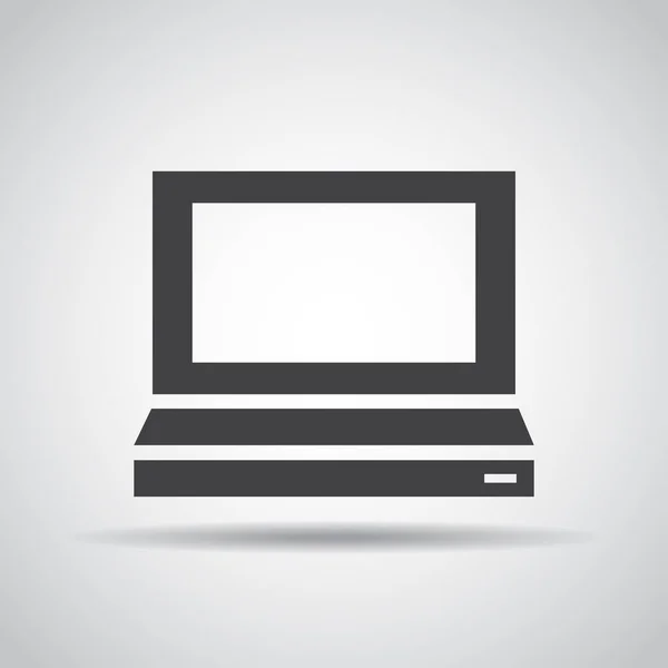 Ícone de laptop com sombra em um fundo cinza. Ilustração vetorial —  Vetores de Stock