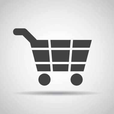 Sepeti simgesini gri bir arka plan üzerine gölge ile. Vektör çizim