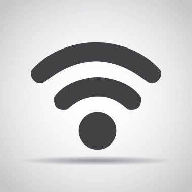Gri bir arka plan üzerine gölge ile WiFi simgesi. Vektör çizim