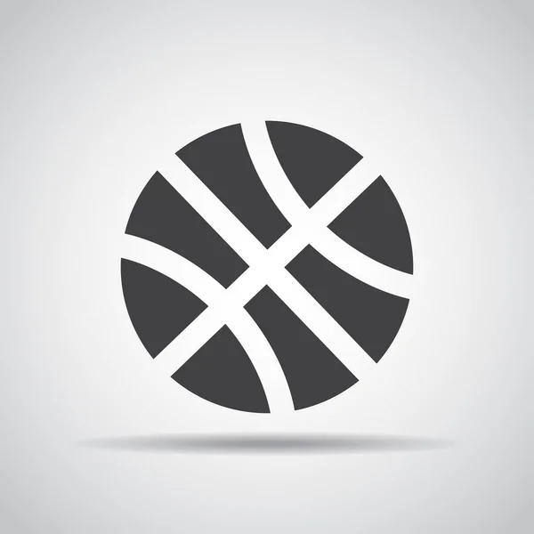 Icono de baloncesto con sombra sobre fondo gris. Ilustración vectorial — Vector de stock