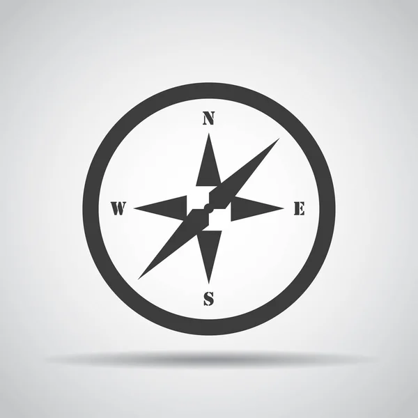 Kompass-Symbol mit Schatten auf grauem Hintergrund. Vektorillustration — Stockvektor