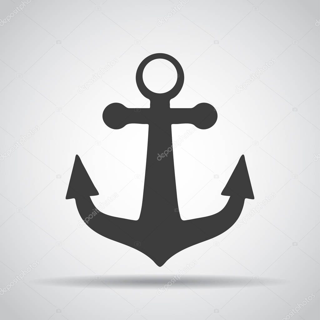 Anchor icon with shadow on a gray background. Vector illustration