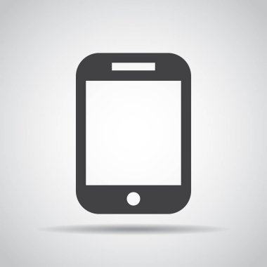 Gri bir arka plan üzerine gölge Smartphone simgesi. Vektör çizim