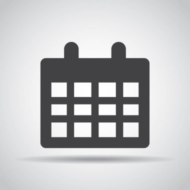 Takvim simgesini gri bir arka plan üzerine gölge ile. Vektör çizim