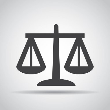 Gri bir arka plan üzerine gölge ile Terazi simgesi. Vektör çizim