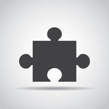 Gri bir arka plan üzerine gölge ile bulmaca simgesi. Vektör çizim