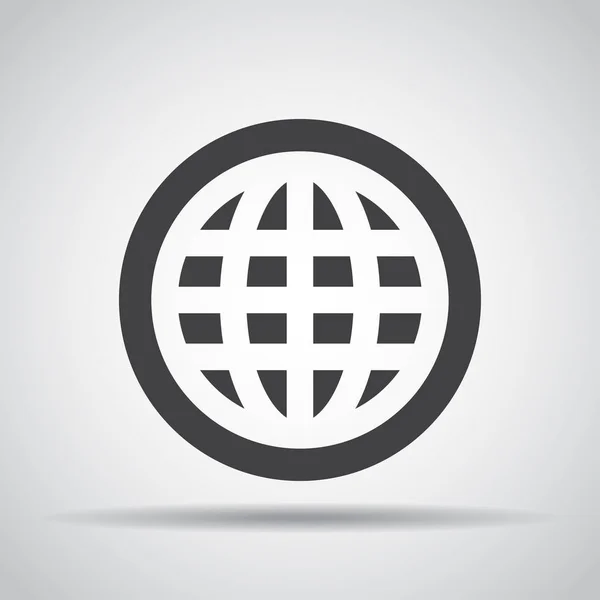 Icône Globe avec ombre sur fond gris. Illustration vectorielle — Image vectorielle