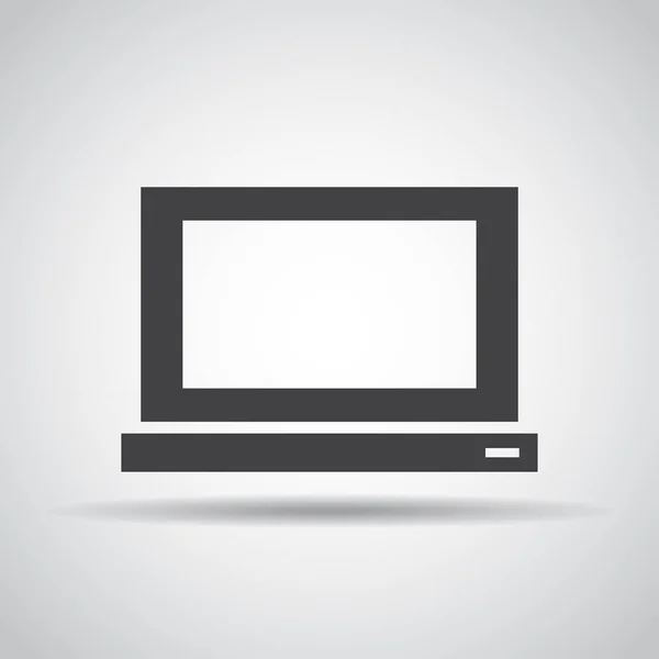 Icono de ordenador portátil con sombra sobre un fondo gris. Ilustración vectorial — Archivo Imágenes Vectoriales