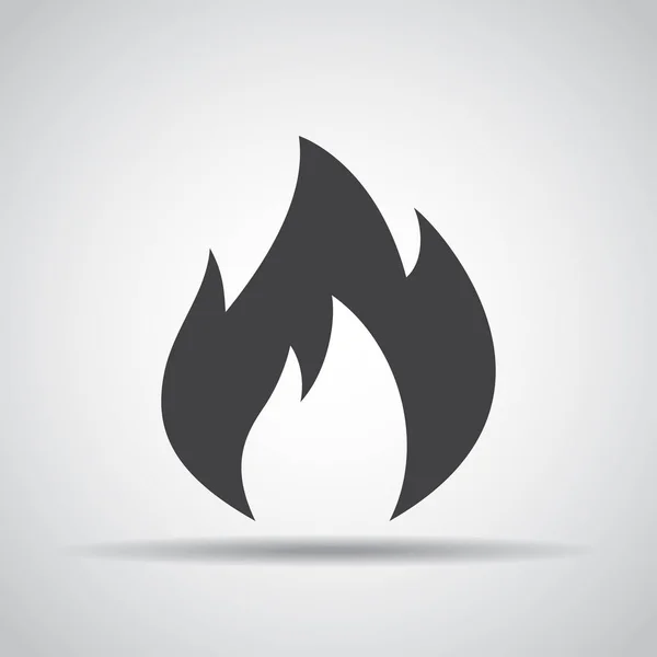 Icona di fuoco con ombra su sfondo grigio. Illustrazione vettoriale — Vettoriale Stock
