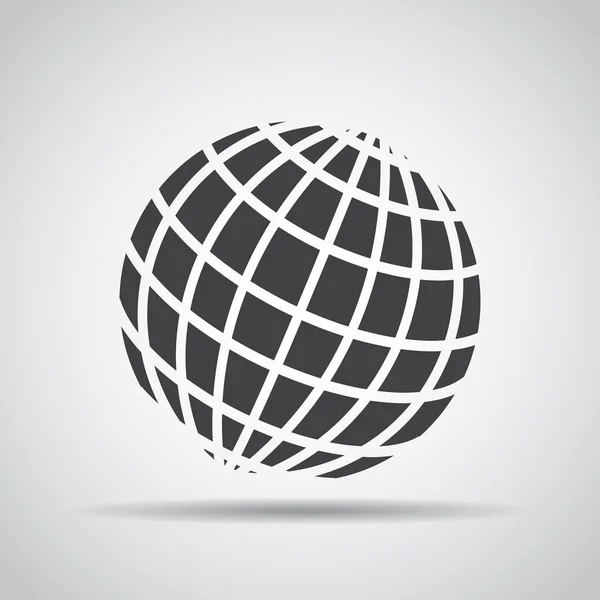 Ícone de globo com sombra sobre um fundo cinza. Ilustração vetorial —  Vetores de Stock