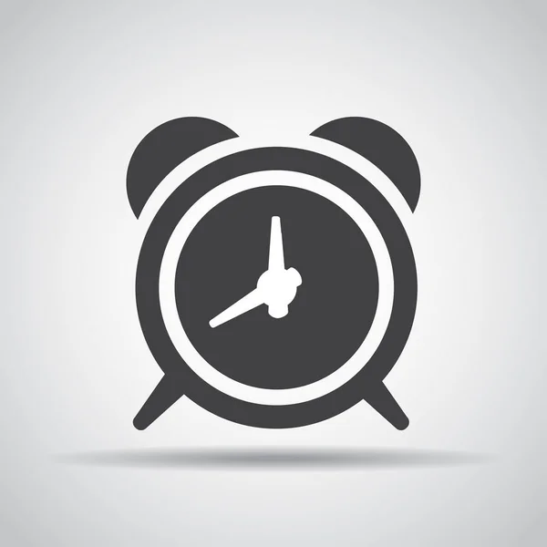 Icono de alarma con sombra sobre fondo gris. Ilustración vectorial — Vector de stock