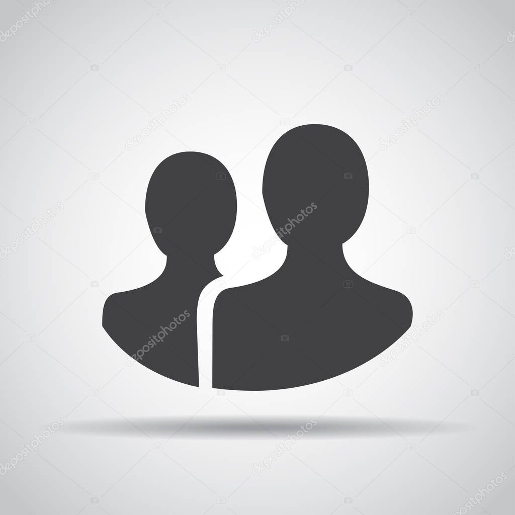 People icon with shadow on a gray background. Vector illustration