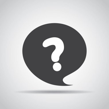 Soru simgesi gri bir arka plan üzerine gölge ile. Vektör çizim