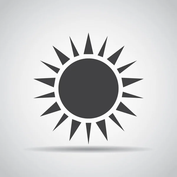 Sun icon with shadow on a gray background. Vector illustration — Stock Vector