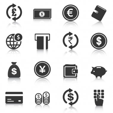 Dizi para simgeleri, iş, finans. Vektör çizim