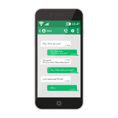 Sosyal ağ konsepti. Boş şablon. Kurye penceresi. Sohbet ve mesajlaşma kavramı
