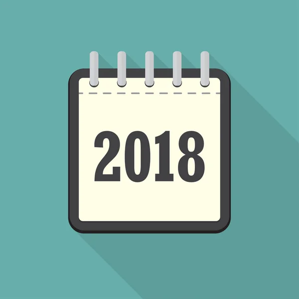 Calendario 2018 icona design piatto isolato con lunga ombra, illustrazione vettoriale — Vettoriale Stock