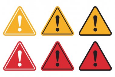 Set of triangle caution icons. Caution sign. Vector illustration clipart