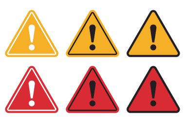 Set of triangle caution icons. Caution sign. Vector illustration clipart