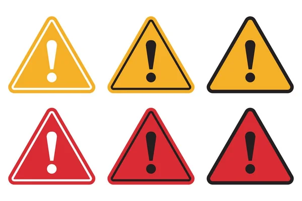 Conjunto de iconos de precaución de triángulo. Señal de precaución. Ilustración vectorial — Vector de stock