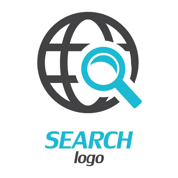 Rechercher le logo. Globe avec loupe. Illustration vectorielle — Image vectorielle