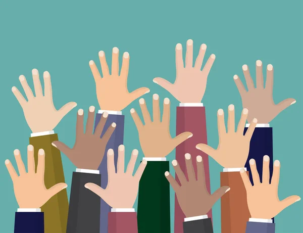 Alzate le mani. Volontariato beneficenza, concetto di istruzione, formazione aziendale . — Vettoriale Stock