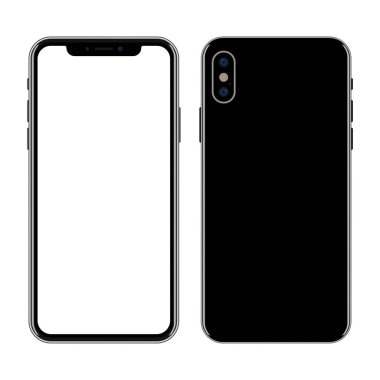 Yeni smartphone ön ve arka beyaz arka plan üzerinde izole