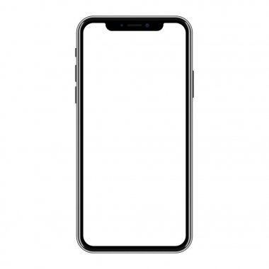Yeni yorum-in siyah smartphone ile boş bir beyaz ekran