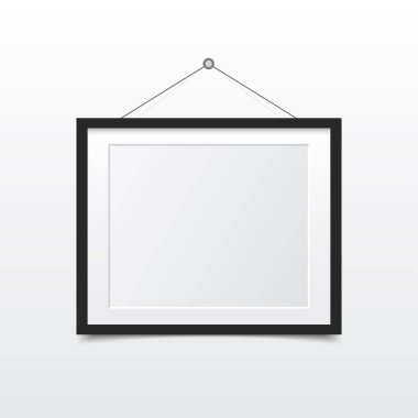 Duvardaki boş fotoğraf çerçevelemek. Modern iç tasarım. Vektör çizim