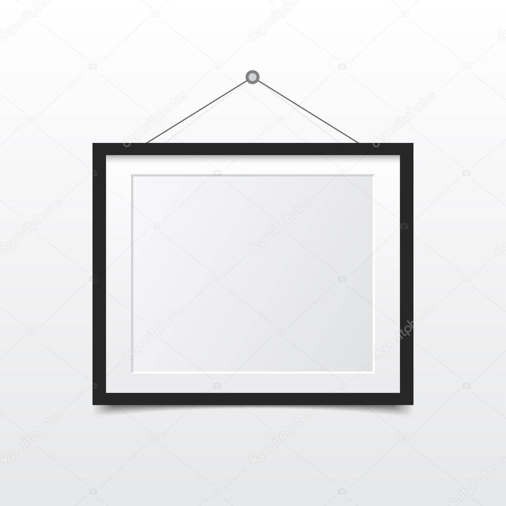 Blank photo frame on the wall. Design for modern interior. Vector illustration